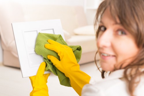 Cleaner checking carpet cleaning products and equipment for safe use